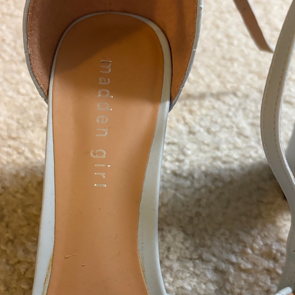 Madden Girl Quilted Light Blue Block Heel Sandals - Picture 3 of 4